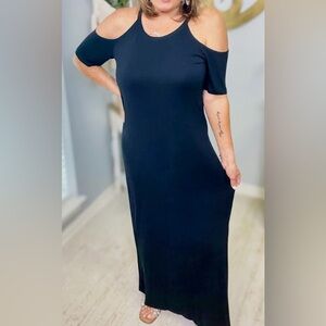 Fun Black Cold Shoulder Maxi Dress
